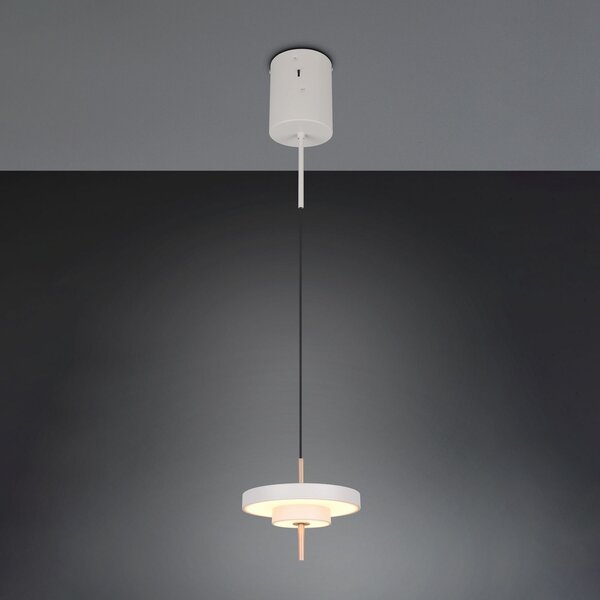 Trio Lighting LED висяща лампа Keaton, светлосива, Ø 20 cm, метал, CCT, Затъмняване, Сив, Дневна/трапезария, Метал