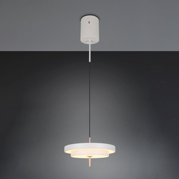 Trio Lighting LED висяща лампа Keaton, светло сива, Ø 40 cm, метал, CCT, Затъмняване, Сив, Дневна/трапезария, Метал