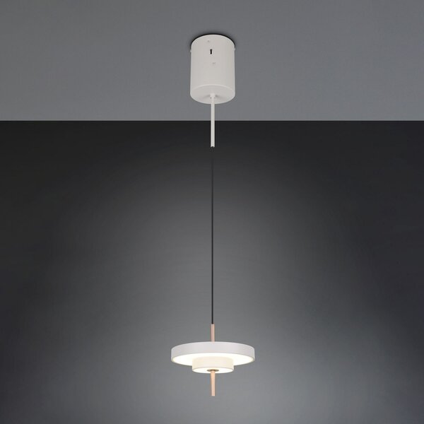 Trio Lighting LED висяща лампа Keaton, светлосива, Ø 20 cm, метал, CCT, Затъмняване, Сив, Дневна/трапезария, Метал