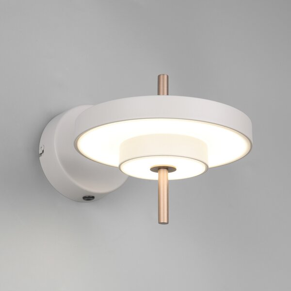 Trio Lighting LED стенна лампа Keaton, светло сива, Ø 20 cm, метал, CCT, Затъмняване, Сив, Дневна/трапезария, Метал