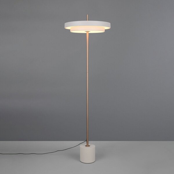 Trio Lighting LED стояща лампа Keaton, светло сива, височина 138 cm, метал, CCT, Затъмняване, Сив, Дневна/трапезария, Метал