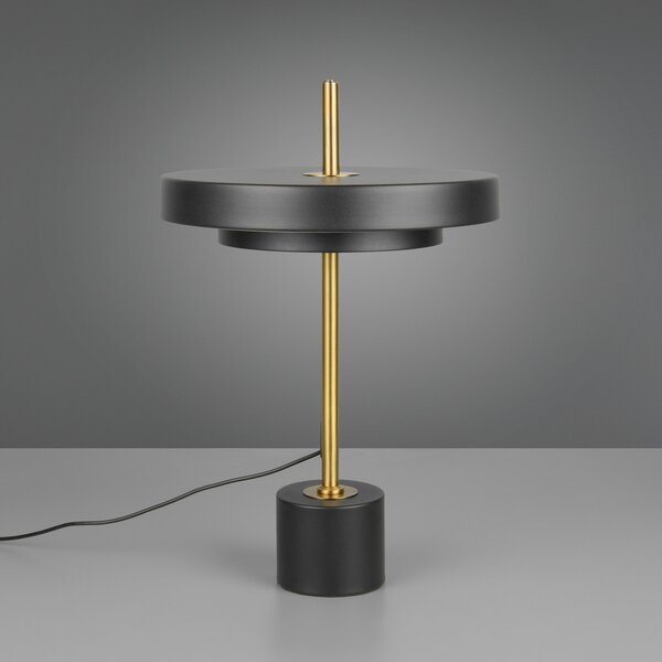 Trio Lighting LED настолна лампа Keaton, черна/златиста, височина 45 cm, CCT, Затъмняване, Черен, Дневна/трапезария, Метал