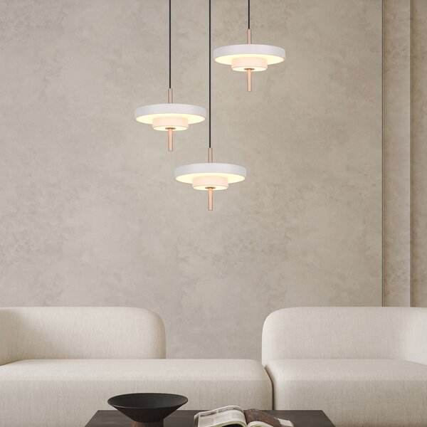 Trio Lighting LED висяща лампа Keaton, светлосива, Ø 45 cm, метал, CCT 3-flg., Затъмняване, Сив, Дневна/трапезария, Метал
