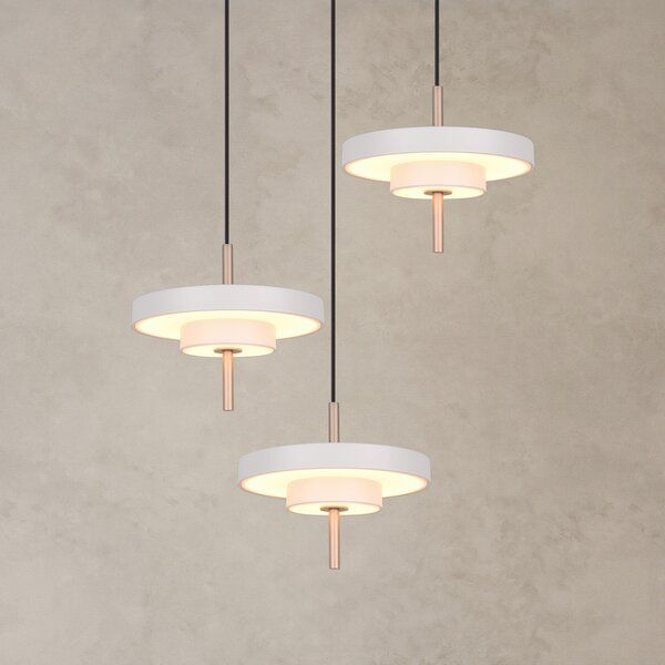 Trio Lighting LED висяща лампа Keaton, светлосива, Ø 45 cm, метал, CCT 3-flg., Затъмняване, Сив, Дневна/трапезария, Метал