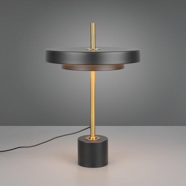 Trio Lighting LED настолна лампа Keaton, черна/златиста, височина 45 cm, CCT, Затъмняване, Черен, Дневна/трапезария, Метал