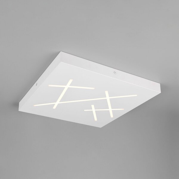 Trio Lighting LED плафон Snip, бял мат, дължина 50 cm, метал, CCT, Затъмняване, Бял, Дневна/трапезария, Метал, Модерен