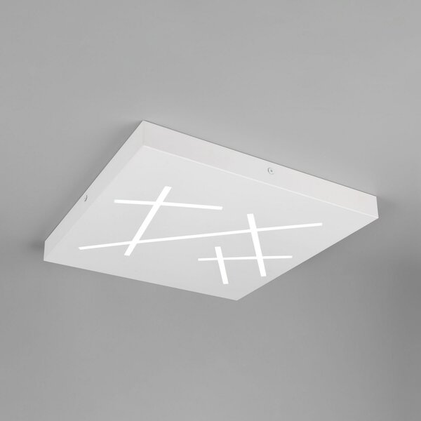 Trio Lighting LED плафон Snip, бял мат, дължина 50 cm, метал, CCT, Затъмняване, Бял, Дневна/трапезария, Метал, Модерен