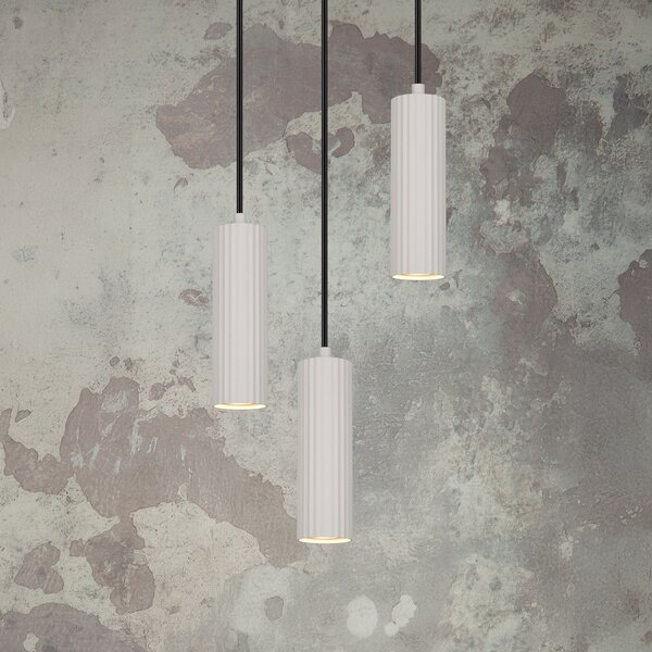 Trio Lighting Висяща лампа Soka, светлосива, Ø 28 cm, метал, 3-светлинна., Затъмняване, Сив, Дневна/трапезария, Метал, Модерен