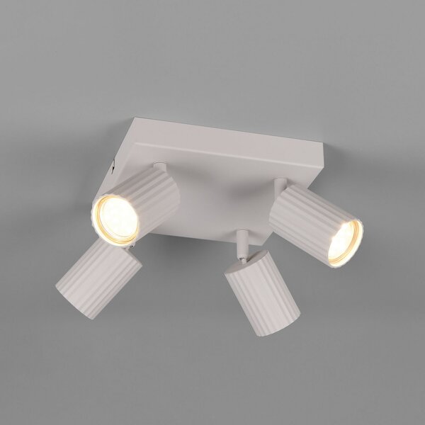Trio Lighting Тавански прожектор Soka, светлосив, дължина 20 cm, метал, 4-крилен., Затъмняване, Сив, Дневна/трапезария, Метал, Модерен