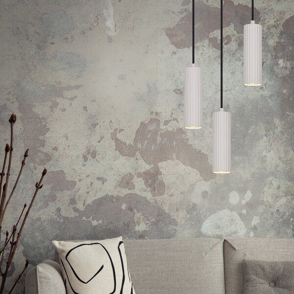 Trio Lighting Висяща лампа Soka, светлосива, Ø 28 cm, метал, 3-светлинна., Затъмняване, Сив, Дневна/трапезария, Метал, Модерен