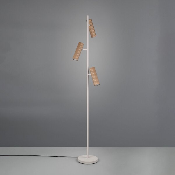 Trio Lighting Стелажна лампа Soka, кафява/сива, височина 150 cm, метал, 3-степенна., Кафяв / ръждив, Дневна/трапезария, Метал, Модерен