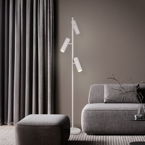 Trio Lighting Стелажна лампа Soka, светлосива, височина 150 cm, метал, 3-степенна., Сив, Дневна/трапезария, Метал, Модерен