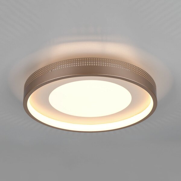 Trio Lighting LED плафон Solea, кафяв, Ø 40 cm, пластмаса, Кафяв / ръждив, Дневна/трапезария, Пластмаса, Модерен