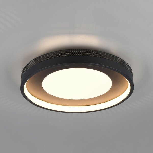 Trio Lighting LED таванска лампа Solea, матово черна, Ø 40 cm, пластмаса, Черен, Дневна/трапезария, Пластмаса, Модерен