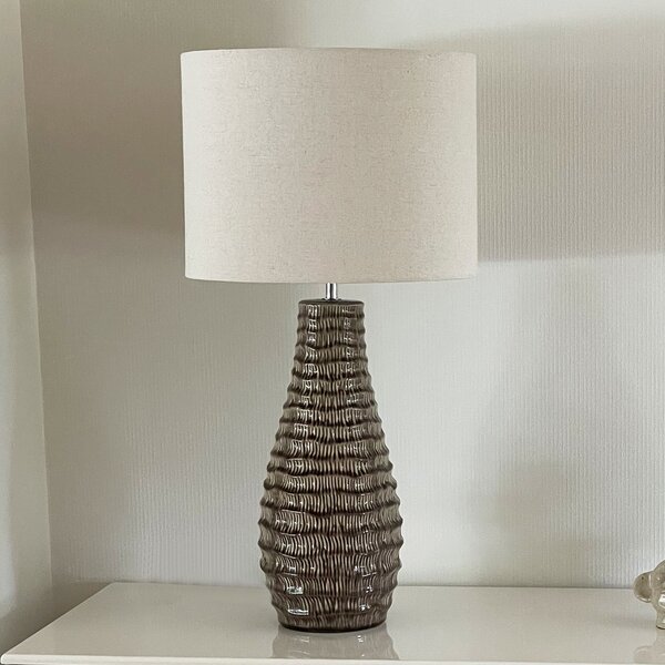 By Rydéns Rydens Настолна лампа Bartha, кафяво/бежово, височина 74 cm, Кафяв / ръждив, Дневна/трапезария, Керамика