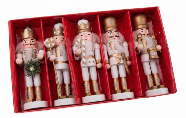Дървени Коледни фигурки в комплект 5 бр. (височина 12,5 cm) – Dakls