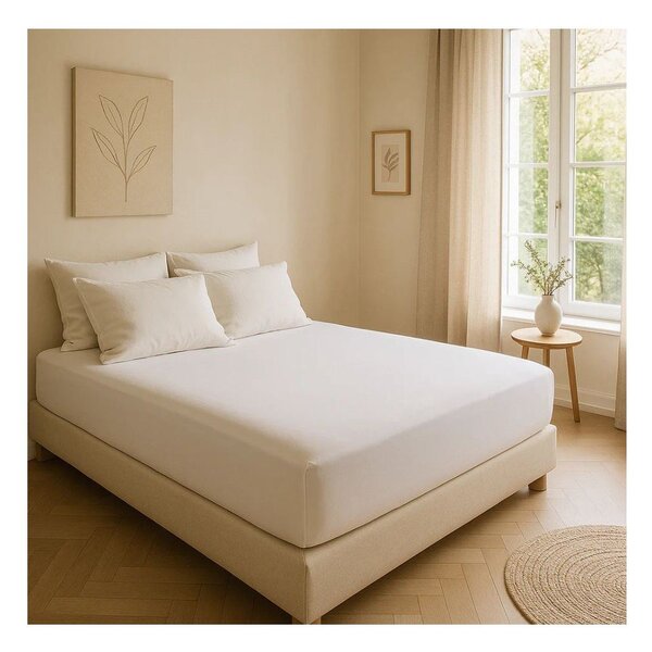 Бял еластичен чаршаф от памук Renforcé 200x140 cm Ranforce – Mila Home Luxury