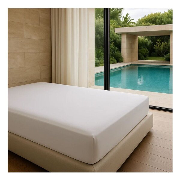 Бял еластичен чаршаф от памук Renforcé 200x140 cm Ranforce – Mila Home Luxury