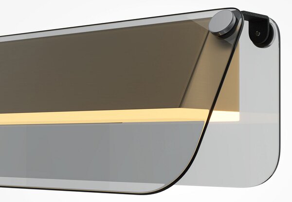 Maytoni LED стенна лампа FLAT, сива/месинг, ширина 43 cm, стъкло/метал, Злато / месинг, Дневна/трапезария, Метал, Модерен, Стенна ъглова
