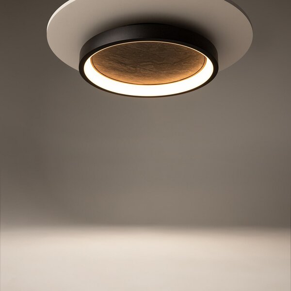 Maytoni LED таванска лампа Orign, Ø 41 cm, черна, метал/камък, Черен, Дневна/трапезария, Метал, Модерен