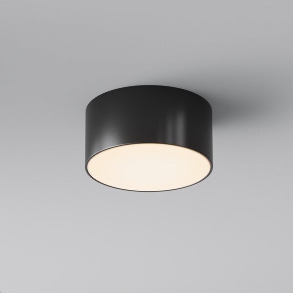 Maytoni LED външен плафон Zon, черен, Ø 12 cm, 3000 K метал, Черен, Алуминий, Модерен