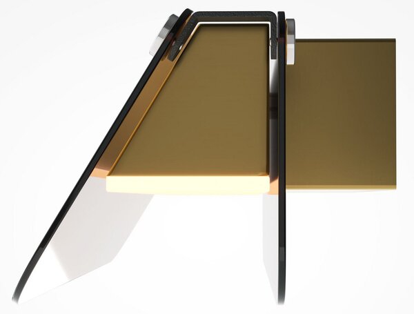 Maytoni LED стенна лампа FLAT, кехлибар/месинг, ширина 30 cm, стъкло/метал, Злато / месинг, Дневна/трапезария, Метал, Модерен, Стенна ъглова