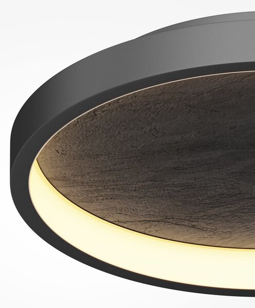Maytoni LED таванска лампа Orign, Ø 41 cm, черна, метал/камък, Черен, Дневна/трапезария, Метал, Модерен