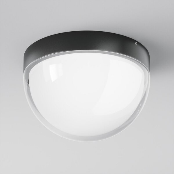 Maytoni LED външен плафон Mon, графит, Ø 18 cm, IP65, 3000K, Черен, Алуминий, Модерен