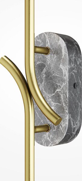 Maytoni LED стенна лампа RENAISSANCE, месинг/мрамор, височина 63 cm, 2 лампи., Злато / месинг, Дневна/трапезария, Метал, Модерен