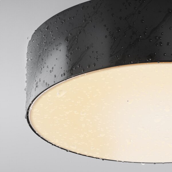 Maytoni LED външен плафон Zon, черен, Ø 22 cm, 3000 K метал, Черен, Алуминий, Модерен