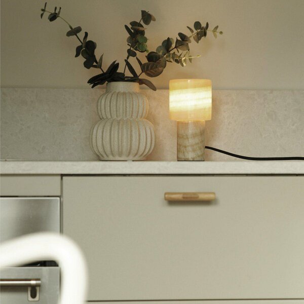 PR Home Настолна лампа Lucie, кремава, мрамор, височина 16 cm, G9, Бежов, Дневна/трапезария, Камък, Модерен