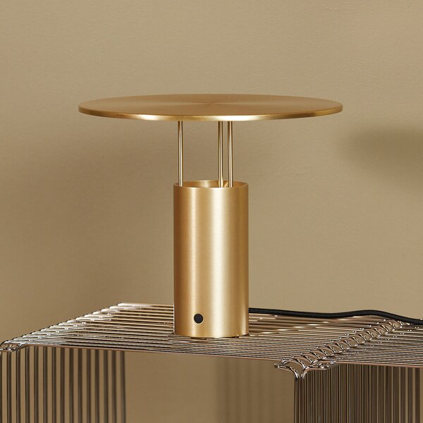 Piet Hein LED настолна лампа Tempel280, месинг, височина 24,5 cm, Затъмняване, Злато / месинг, спалня, Алуминий, Дизайн