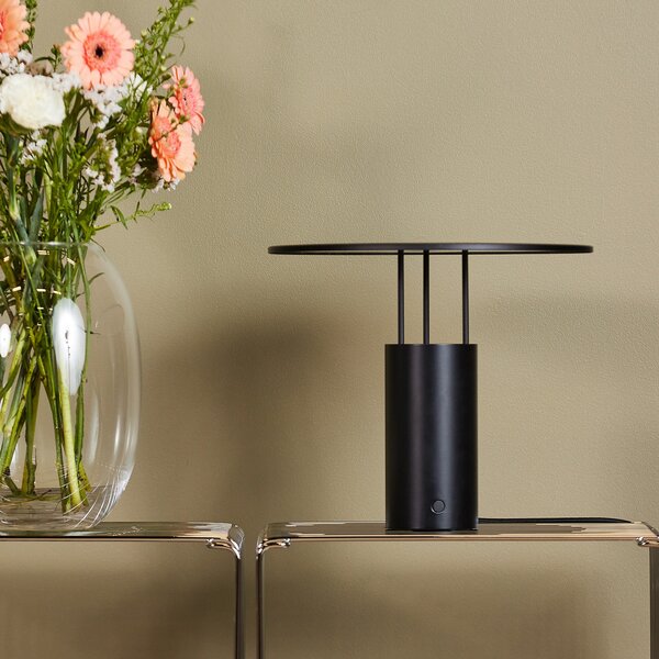 Piet Hein LED настолна лампа Tempel280, черна, височина 24,5 cm, Затъмняване, Черен, спалня, Алуминий, Дизайн