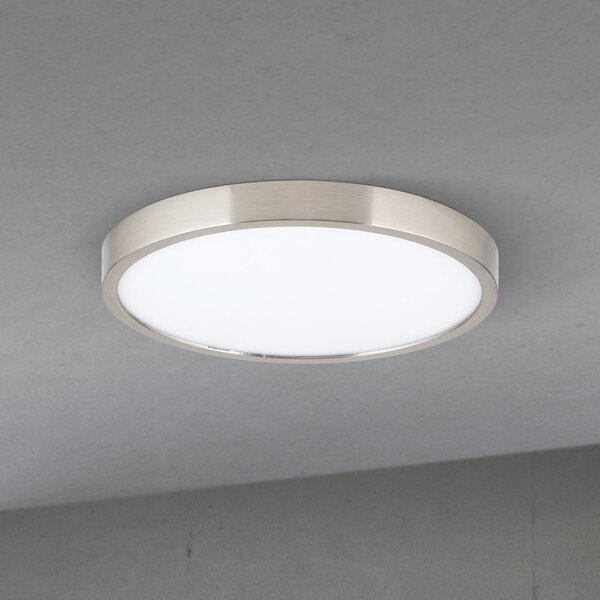 ORION LED плафон Disc, никелово сатенено покритие, Ø 24 cm, CCT, Затъмняване, Металик, Дневна/трапезария, Алуминий, Модерен