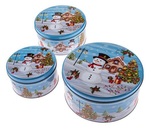Метални кутии за сладкиши в комплект 3 бр. Snowman – Dakls