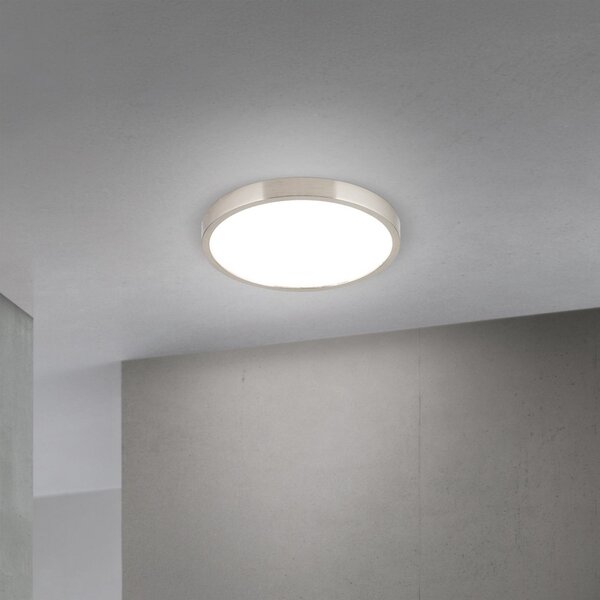 ORION LED плафон Disc, никелово сатенено покритие, Ø 24 cm, CCT, Затъмняване, Металик, Дневна/трапезария, Алуминий, Модерен