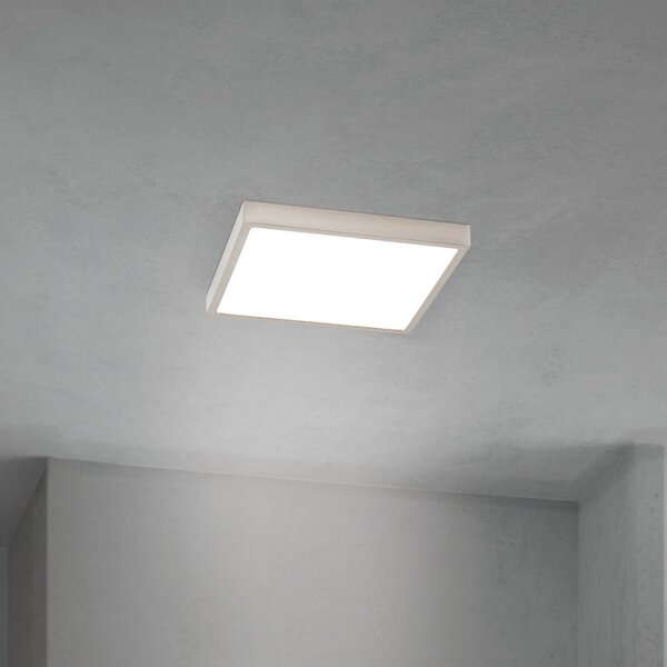 ORION LED плафон Disc, никелов цвят, сатиниран, дължина 24 cm CCT, Затъмняване, Металик, Дневна/трапезария, Алуминий, Модерен