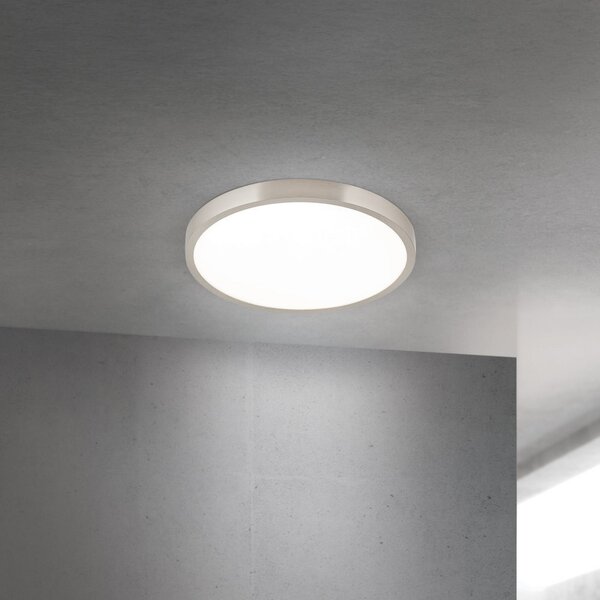 ORION LED плафон Disc, никелово сатенено покритие, Ø 28 cm, CCT, Затъмняване, Металик, Дневна/трапезария, Алуминий, Модерен