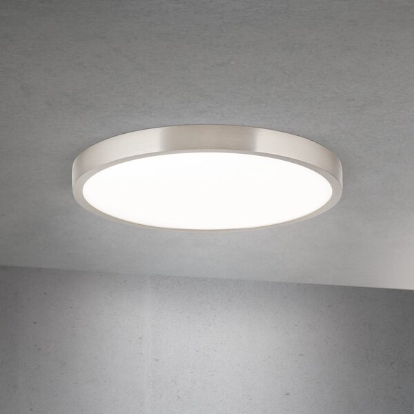 ORION LED плафон Disc, никелово сатенено покритие, Ø 28 cm, CCT, Затъмняване, Металик, Дневна/трапезария, Алуминий, Модерен