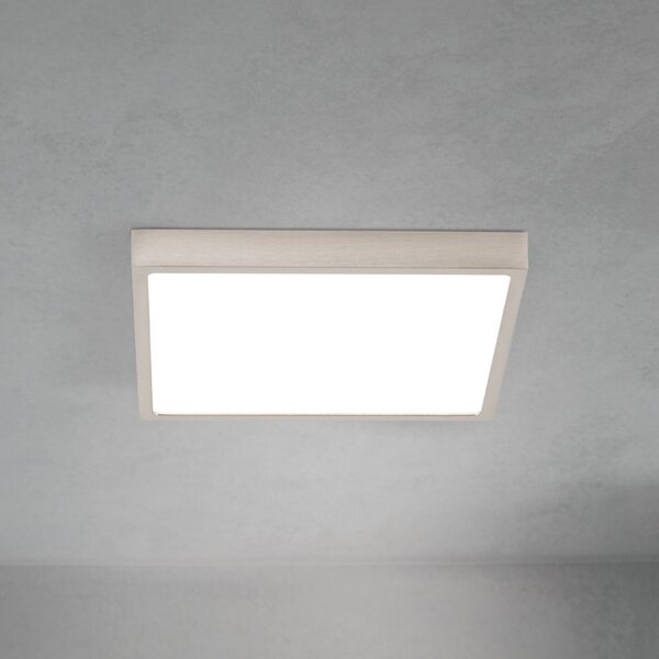 ORION LED плафон Disc, никелов цвят, сатиниран, дължина 24 cm CCT, Затъмняване, Металик, Дневна/трапезария, Алуминий, Модерен