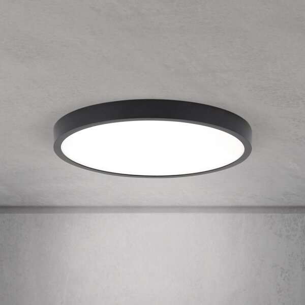 ORION LED таванска лампа Disc, черна Ø 28 cm, CCT метал/пластмаса, Затъмняване, Черен, Дневна/трапезария, Алуминий, Модерен