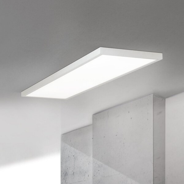 ORION LED таванска лампа Disc, бяла, дължина 115 cm, CCT, метал, Затъмняване, Бял, Дневна/трапезария, Алуминий, Модерен