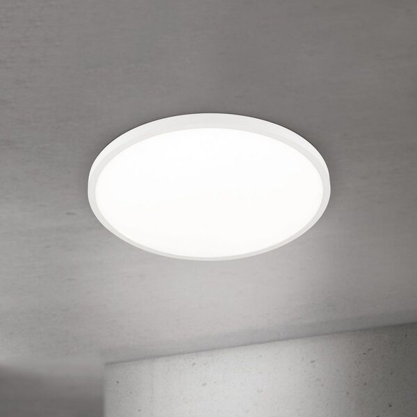 ORION LED таванска лампа Disc, бяла Ø 60 cm, CCT, метал/пластмаса, Затъмняване, Бял, Дневна/трапезария, Алуминий, Модерен