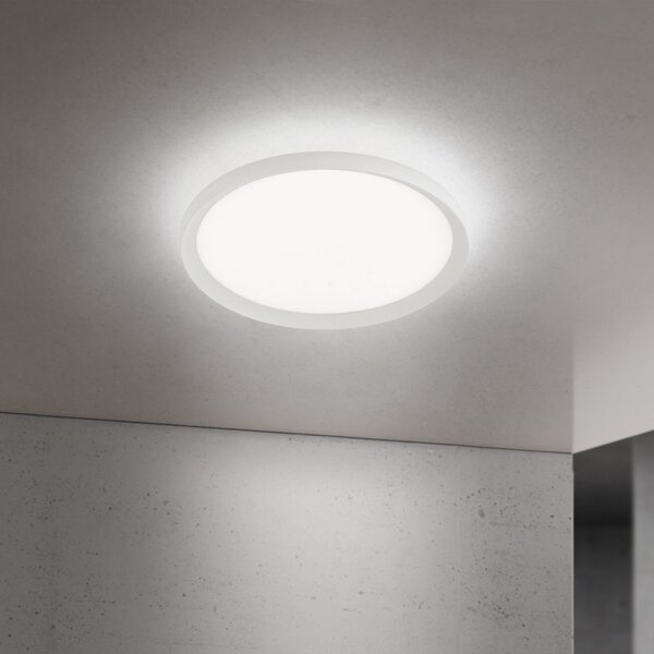 ORION LED таванска лампа Kant, Ø 40 cm, бяла, CCT, метал/пластмаса, Затъмняване, Бял, Дневна/трапезария, Алуминий, Модерен
