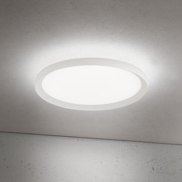 ORION LED таванска лампа Kant, Ø 40 cm, бяла, CCT, метал/пластмаса, Затъмняване, Бял, Дневна/трапезария, Алуминий, Модерен