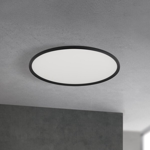 ORION LED плафон Kant, Ø 80 cm черен, CCT метал/пластмаса, Затъмняване, Черен, Дневна/трапезария, Алуминий, Модерен