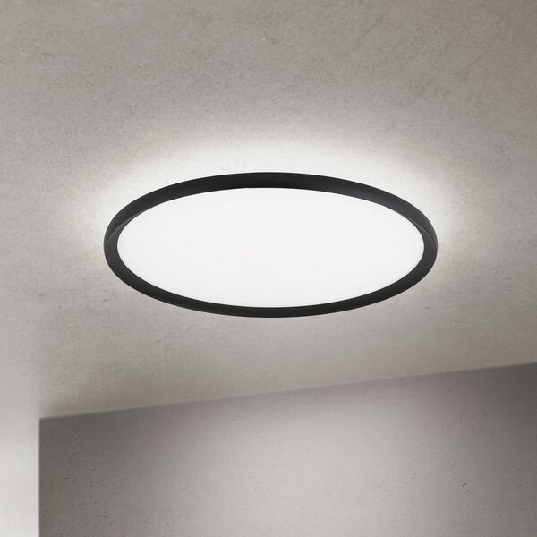 ORION LED таванска лампа Kant, Ø 60 cm, черна, CCT метал/пластмаса, Затъмняване, Черен, Дневна/трапезария, Алуминий, Модерен