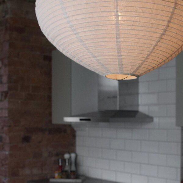 PR Home Висяща лампа Verona, бяла, Ø 55 cm, плат, E27-LED, Затъмняване, Бял, Дневна/трапезария, Плат / текстил