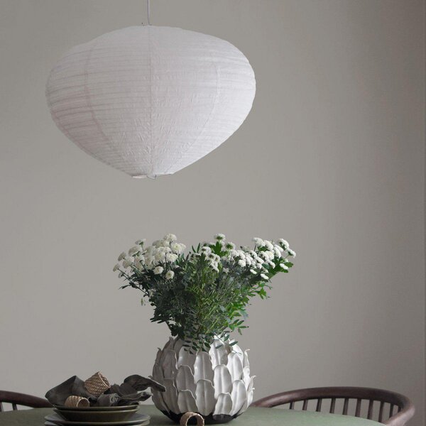 PR Home Висяща лампа Verona, бяла, Ø 55 cm, плат, E27-LED, Затъмняване, Бял, Дневна/трапезария, Плат / текстил