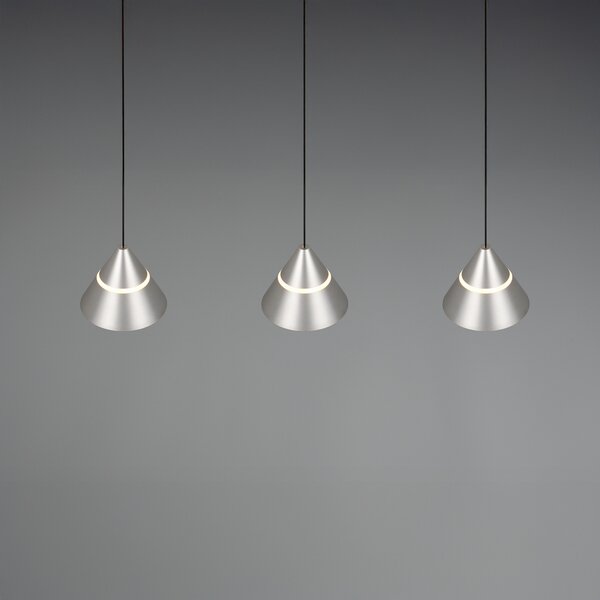 Trio Lighting LED висяща лампа Romeo Дължина 55 cm никелово метално покритие 3-крило., Металик, Дневна/трапезария, Метал, Модерен